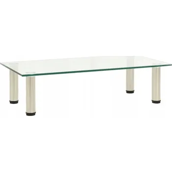 Televizní stolek Stolek pod TV z tvrzeného skla a nerezové oceli, 60x35x17 cm, průhledný