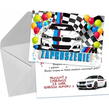 Pozvánka POZVÁNKY PRO DĚTI DĚTSKÉ NAROZENINOVÉ BMW M3 ALPINA + OBÁLKA