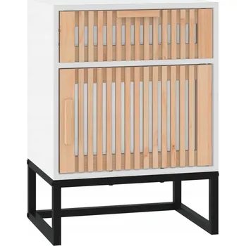 Noční stolek Noční stolek ve skandinávském stylu, bílý, 40x30x55,5 cm, dřevotříska