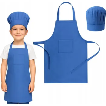 Kuchyňská zástěra Sada Malého Kuchaře pro děti zástěra kuchařská čepice modrá