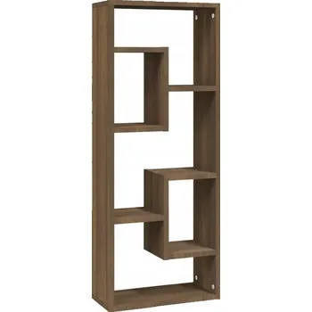 police Nástěnná police z dřevotřísky, hnědý dub, 36x16x90 cm