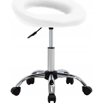 Otočná pracovní židle, bílá, 46x43x(55-66) cm, umělá kůže, Ocel