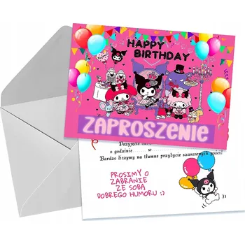 Pozvánka POZVÁNKY NA DĚTSKOU NAROZENINOVOU OSLAVU KUROMI MY MELODY HELLO KITTY + OBÁLKA