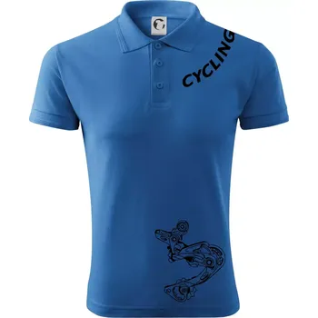 Pánská košile Cycling nápis šikmo - Polokošile pánská Pique Polo 203 - 3XL ( Azurově modrá )