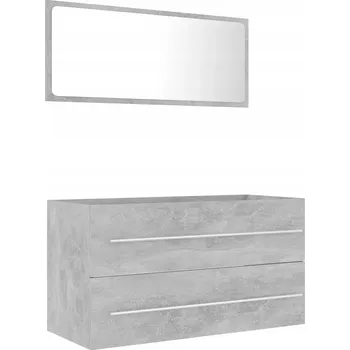 Koupelnový nábytek Koupelnová sestava: skříňka pod umyvadlo a zrcadlo, šedá betonu, 90x38.5x48