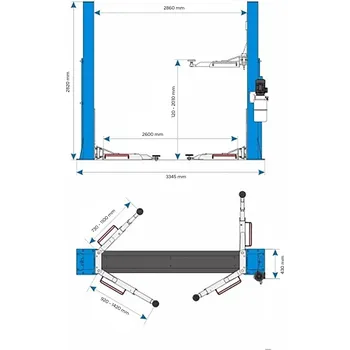 Hever Poloautomatický dvoupilířový Hever 4 tuny Kupczyk Model - KP-4000