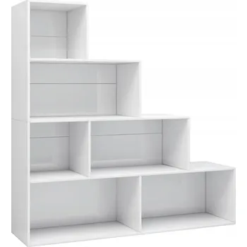 Knihovna Knihovna s 6 otevřenými policemi, bílý lesk, 155x24x160 cm