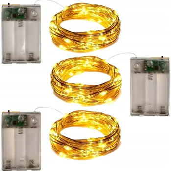 Vánoční dekorace LED DRÁTKOVÉ SVĚTÝLKA 50 LED NA BATERIE TEPLÁ BÍLÁ 5m DEKORATIVNÍ SVĚTLA