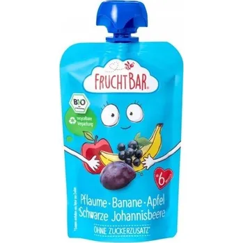 Sušená potravina Fruchtbar Bio ovocné pyré švestka, banán, jablko, černý rybíz 100 g