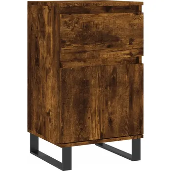 Komoda Skříňka z dřevotřísky a železných nohou, kouřový dub, 40x35 cm