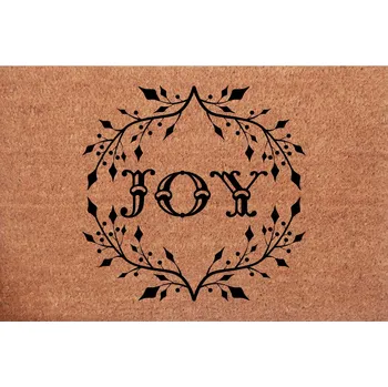 Rohožka Vánoční kokosová rohožka před dveře Věnec s nápisem JOY Vánoce