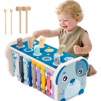 Dřevěná hračka Vkládačka zatloukačka dřevěná hra zatloukání kladívkem HRAČKA zatloukání kladivem