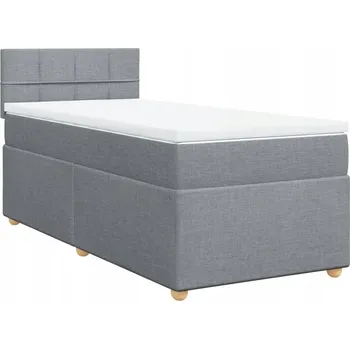 Postel Kontinentální postel 200 x 90 x 100,5 cm světle šedá s matrací a topperem
