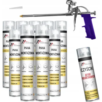 Montážní pěna MONTÁŽNÍ PĚNA NA OKNA, DVEŘE A PARAPETY, TĚSNICÍ, ČISTIČ + PISTOLE