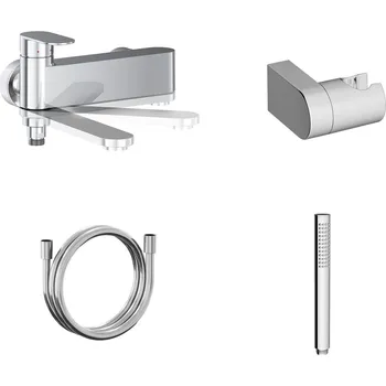 Vodovodní baterie Ravak CR II 022.00CRS.+S Vanová nástěnná baterie se sprchovým setem, chrom