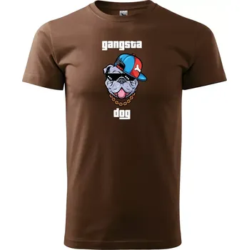 Sablio Tričko s potiskem Gangsta dog - hnědé S