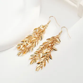 Náušnice Náušnice Barva: Zlaté Střapce Třásně Klasy Elegantní Dlouhé 79mm