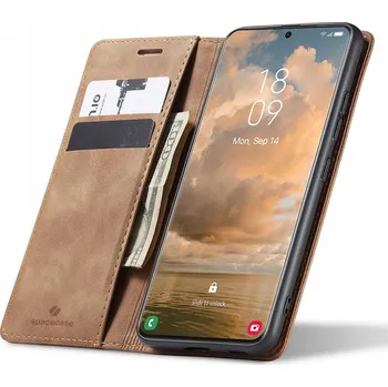 Pouzdro na mobilní telefon Pouzdro s klopou Spacecase pro Samsung Galaxy S21 Ultra, hnědé