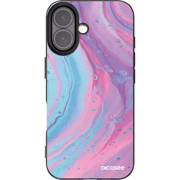 Pouzdro na mobilní telefon Picasee silikonový černý obal pro Apple iPhone 16 - Pink liquid