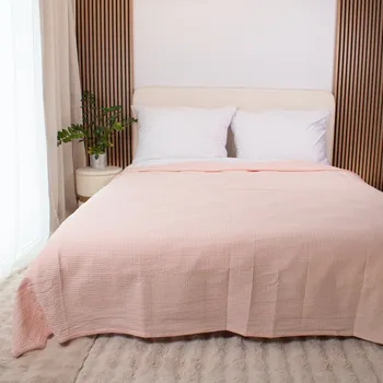 Přehoz na postel 220x240 cm vaflové piké růžový