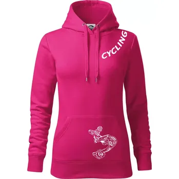 Dámská mikina Cycling nápis šikmo - Mikina dámská Cape s kapucí - S ( Purpurová )