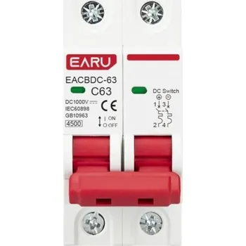 Zabezpečení domácnosti Solární miniaturní jistič DC 2P 16 A 250 V 77 x 35 mm Fotovoltaický MCB EACBDC-63 ochrana proti přetížení a zkratu pro stejnosměrné rozvody