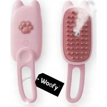 Kartáč pro zvířata Parní kartáč Woofy růžový kaučukový velikost L pro psy a kočky