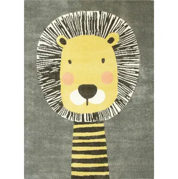 Koberec KOBEREC DĚTSKÝ ŠEDÝ ŽLUTÝ DO POKOJE PRO DĚTI LEV MĚKOUČKÝ LIMA 140x190 cm