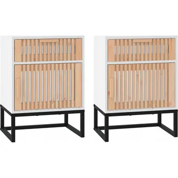 Noční stolek Noční stolek ve skandinávském stylu, bílý, 40 x 30 x 55,5 cm, dřevo