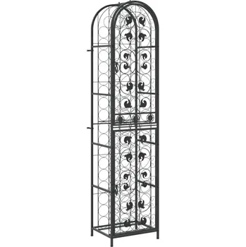 Stojan na víno Stojan na víno z kovaného železa pro 73 lahví, uzamykatelný, černý, 45x36x200 cm