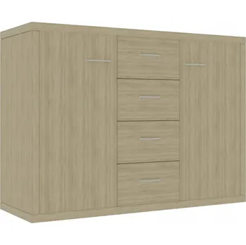 Komoda Komoda minimalistická se 4 zásuvkami a 2 dvířky, dub Sonoma, 88x30x65 cm