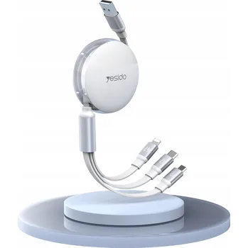 Datový kabel Kabel Yesido USB - USB typ C / microUSB / Lightning 1,2 m bílý