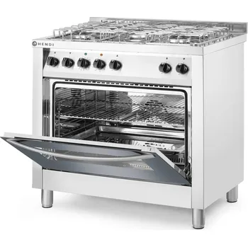 Sporák Plynový sporák s 5 hořáky, troubou a grilem HENDI SMART 3000W 17kW