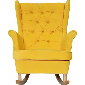 Křeslo Houpací křeslo ušák Gaja, skandinávský styl Family Meble, žluté, na lyžinách