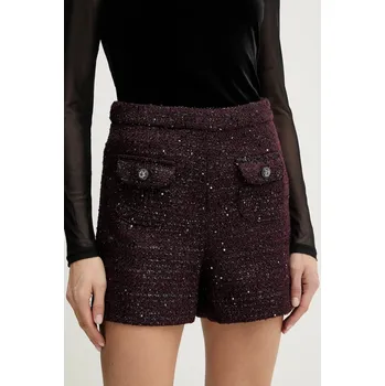 Dámské kraťasy Kraťasy Morgan dámské, vínová barva, high waist, SHIKAVA 93X, vel. 40