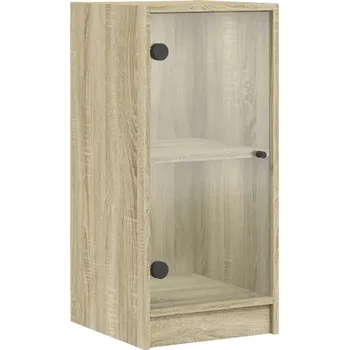 Komoda Boční skříňka z materiálu na bázi dřeva a skla, Dub Sonoma, 35x37x75,5 cm