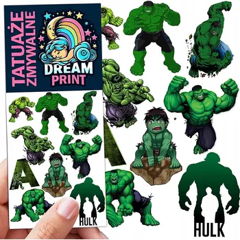 Odstranitelné tetování Smyvatelné tetování pro děti - Hulk