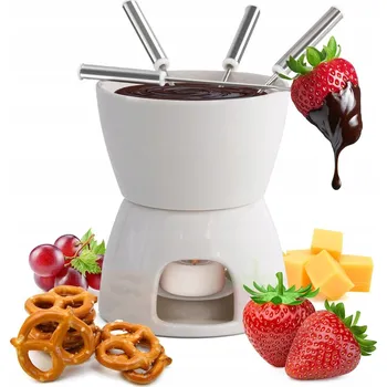 Fondue FONDUE ZESTAW DO FONDUE Z CZEKOLADY ŚWIECZKA OCELOVÉ KERAMICKÉ VIDLIČKY