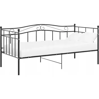 Pohovka Černá rozkládací pohovka s kovovým rámem 206,5 x 95 x 89,5 cm