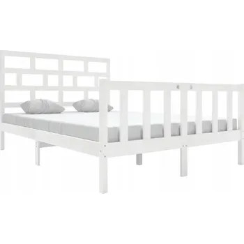 Postel Bílý rám postele z masivního borovicového dřeva 205,5 x 125,5 x 69,5 cm