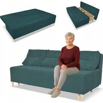 Pohovka Rozkládací pohovka KIMO s úložným prostorem Family Meble Anafi zelená manšestr