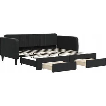 Pohovka Rozkládací pohovka s funkcí spaní, černá, 213 x 100 x 75 cm