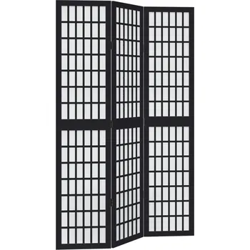 Paraván Paraván Skládací z dřeva Paulownia, černý, 105-110 x 180 cm, 3 panely