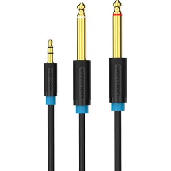 Kabel Audio Cable TRS 3.5mm to 2x 6.35mm Vention BACBJ 5m Black