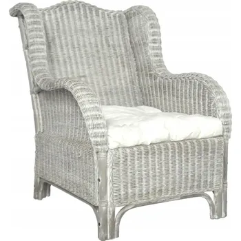 Pohovka Šedá pohovka z přírodního ratanu s polštářem, 86,5x66x89 cm