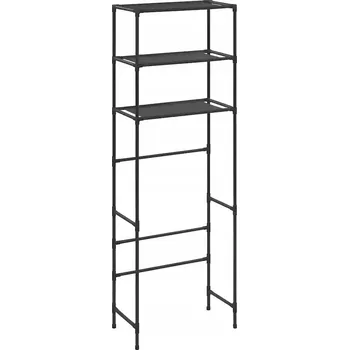 Koupelnový nábytek Regál nad toaletu, 3-patrový, nerezová ocel, černý, 53x28x169 cm