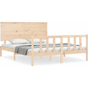 Postel Dřevěná borovicová postel 205,5 x 155,5 x 82,5 cm, neošetřená, velikost King Size