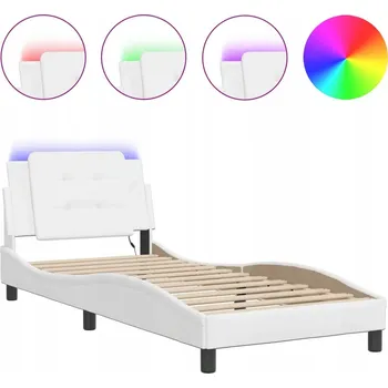 Postel Bílý rám postele s LED podsvícením 218x105x74,5 cm, vhodný pro matraci 1