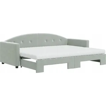 Pohovka Rozkládací lehátko-pohovka světle šedá 222 x 90 x 75 cm, 2 matrace 80 x 200 cm