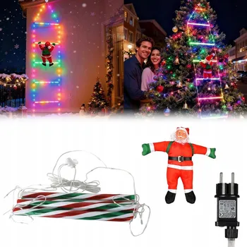 Vánoce Svatý Mikuláš na žebříku - Dekorace lezoucí na balkon, komín, vánoční svátky